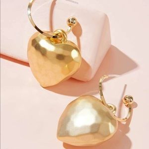 NEW Textured Heart Drop Earrings